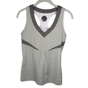 Bollé Gray & White Striped V-Neck Hidden Cami Top Women's Small
